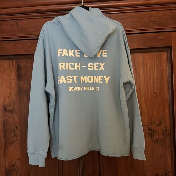 NWOT Men's Hotel Homme Femme Light Blue Graphic Hoodie Size XL - Picture 5 of 8